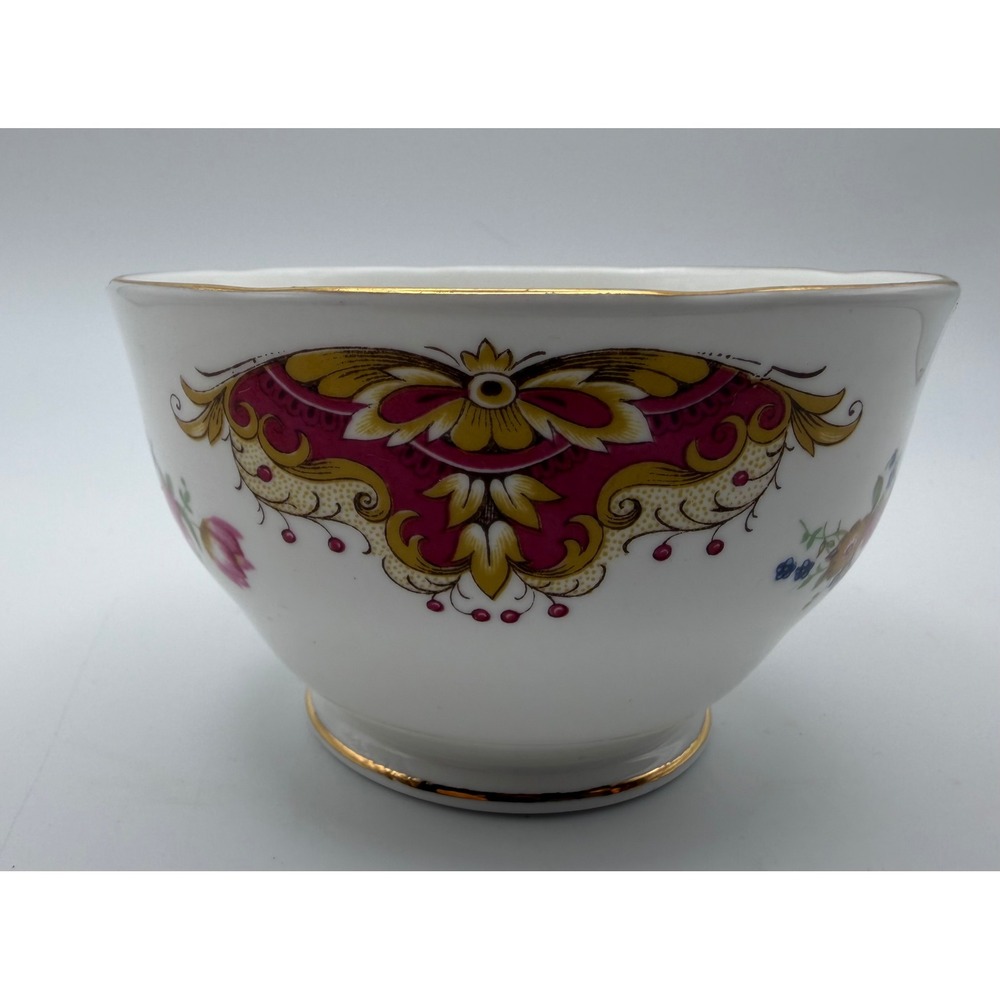 Duchess Bone China Sugar Bowl Made in England Floral Gold Trim Pink Yellow